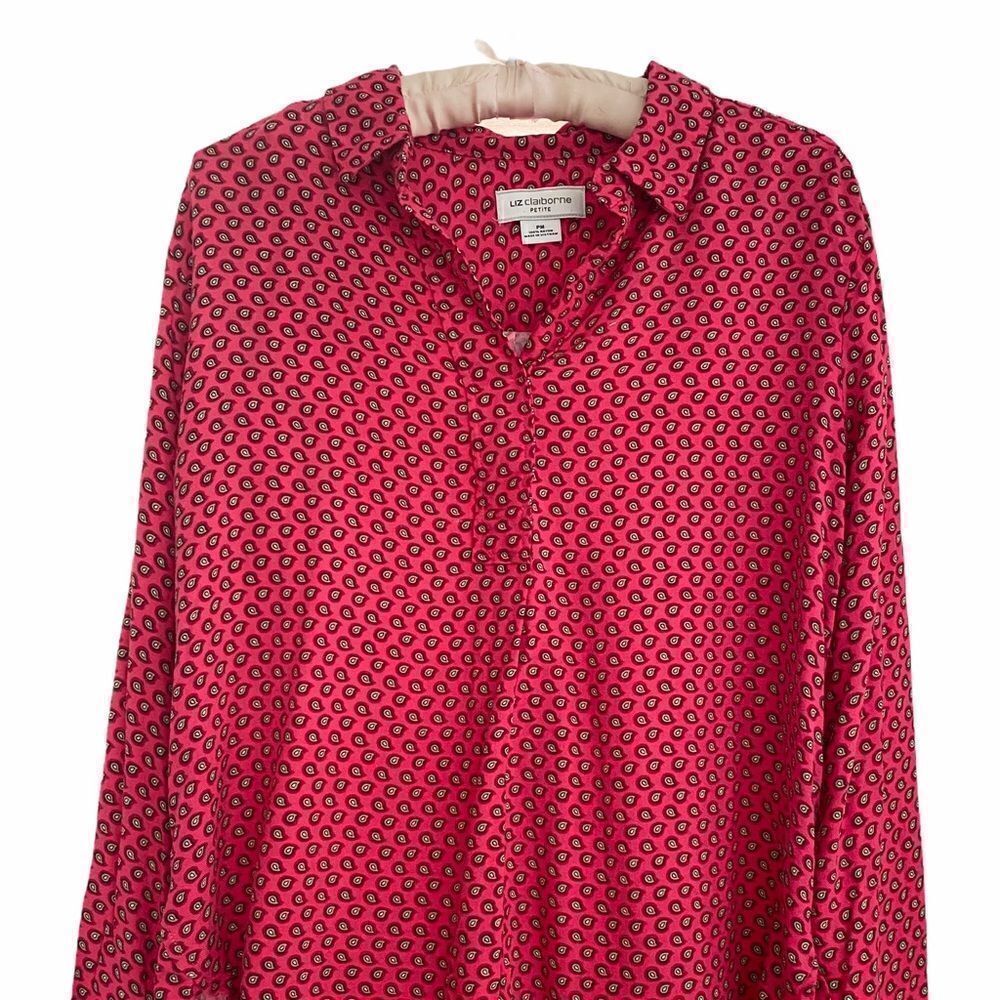 Liz Claiborne Petite Red Paisley Rayon Blouse PM